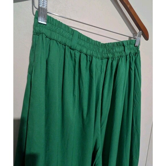 Vintage Dalin Bold Green Culottes Pants 80s Rayon High Rise Gauchos Emb W28 M/L - Picture 6 of 7